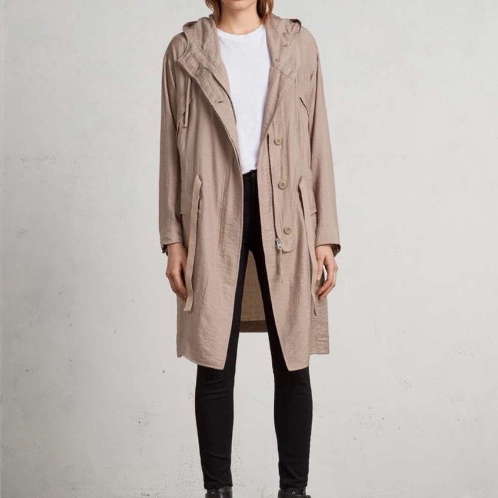 All Saints Tan Green Utility Jacket Parka Lightweight XS